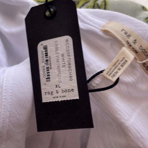 rag & bone Cotton Scribble Star Tee white size 12 - Picture 7 of 7